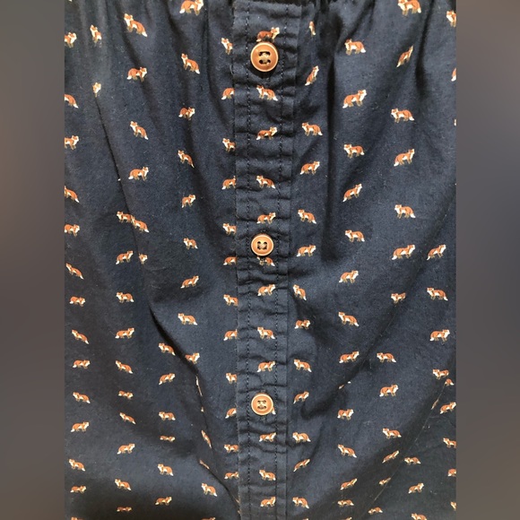 Handmade shirt skirt- navy blue with fox print - Picture 4 of 5
